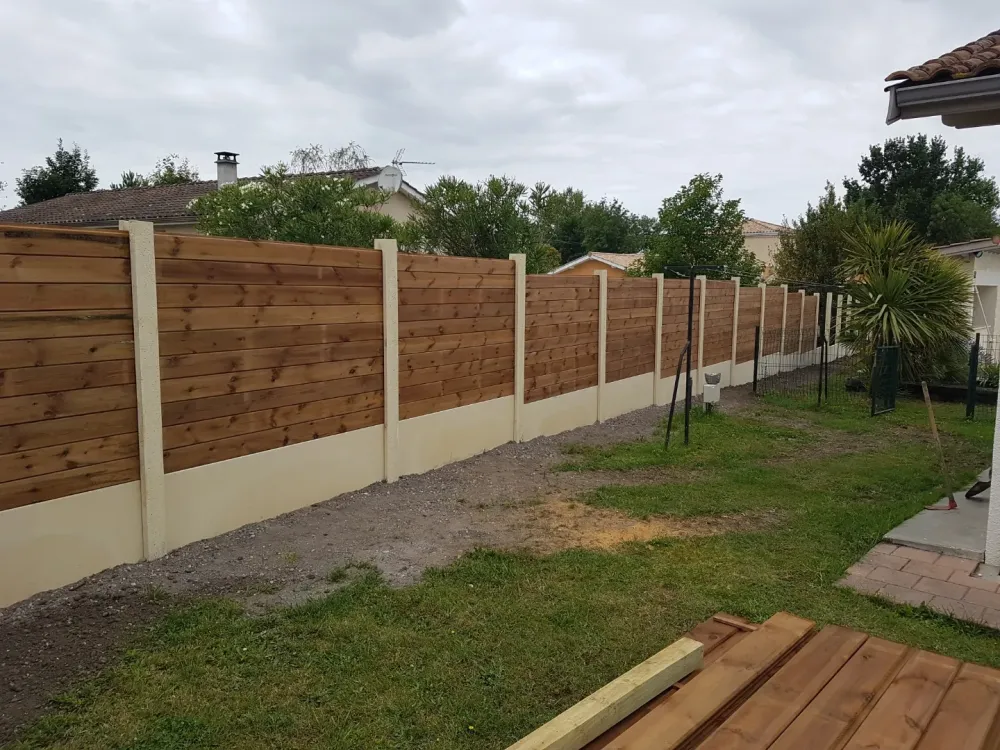 cloture beton + bois