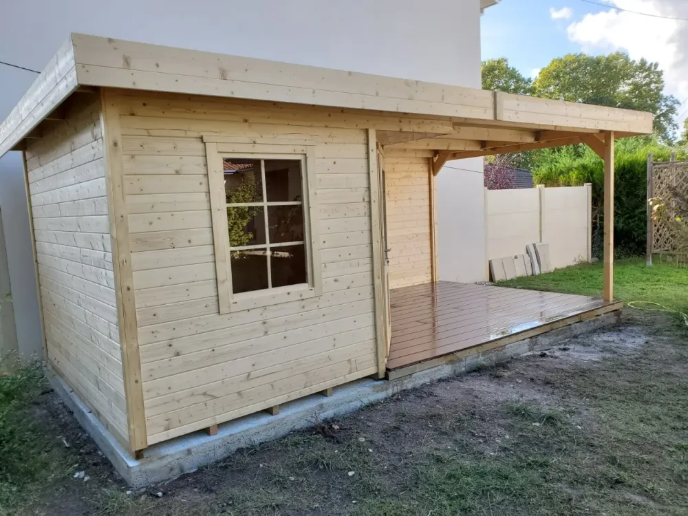 création dalle beton + montage cabanon + terrasse compositewebp